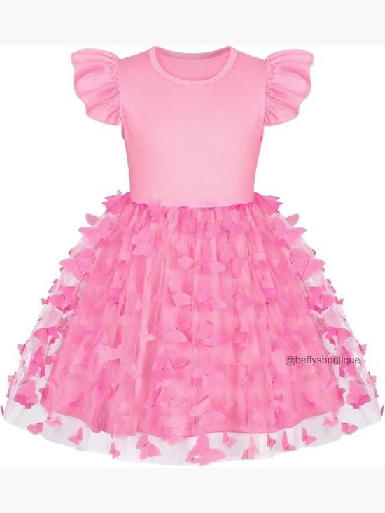 Other - Toddler Girl Butterfly Tutu Dress with Ruffle Sleeves Skater Swing Sundress